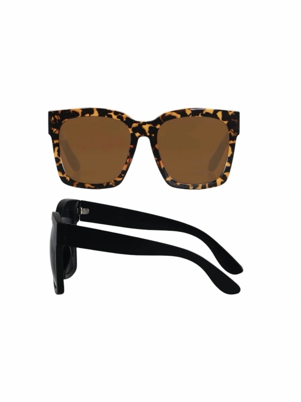 NWT 2 Pack Oversized Square  Frame Sunglasses -  matte black & tortoise